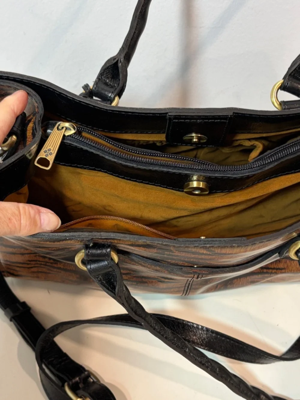 Patricia Nash Leather Primrose Satchel Handbag Tiger Print Purse Bag NEW